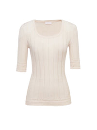 OK PORTE_Pull côtelé ajouré - Natural Pink