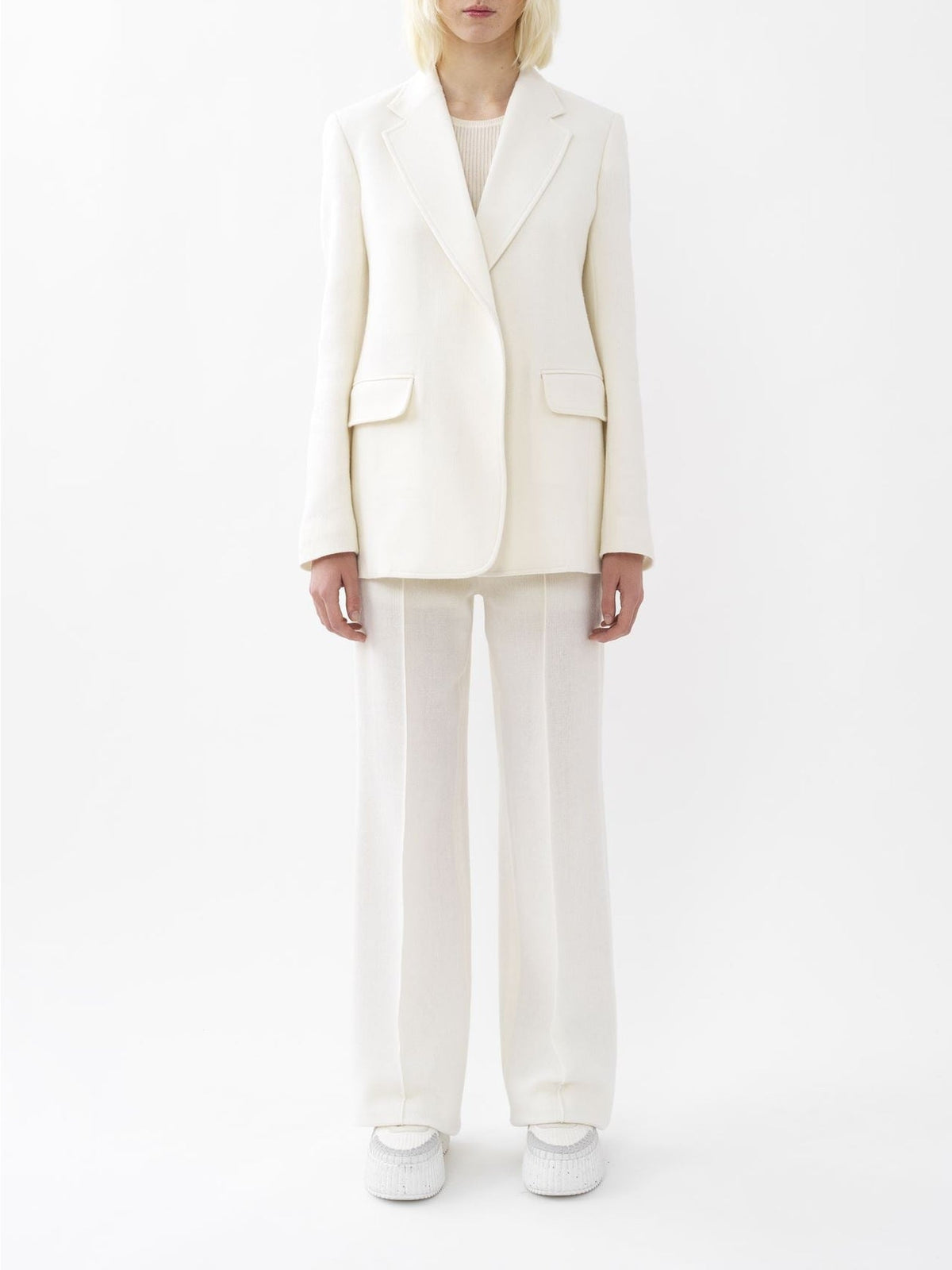 OK PORTE_Veste blazer poches à rabat en laine - Eden White