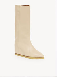 NO PORTE_Bottes compensées Moreen en cuir - Pearl Beige