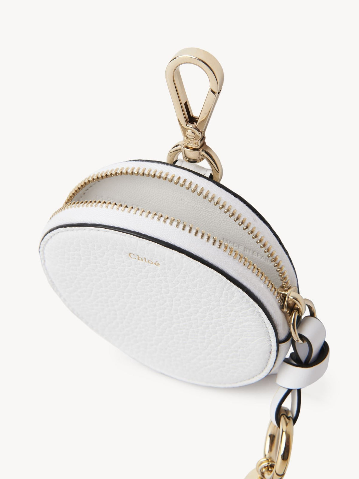 NO PORTE_Petit porte-monnaie rond Alphabet en cuir grainé - Crystal White