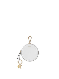 NO PORTE_Petit porte-monnaie rond Alphabet en cuir grainé - Crystal White
