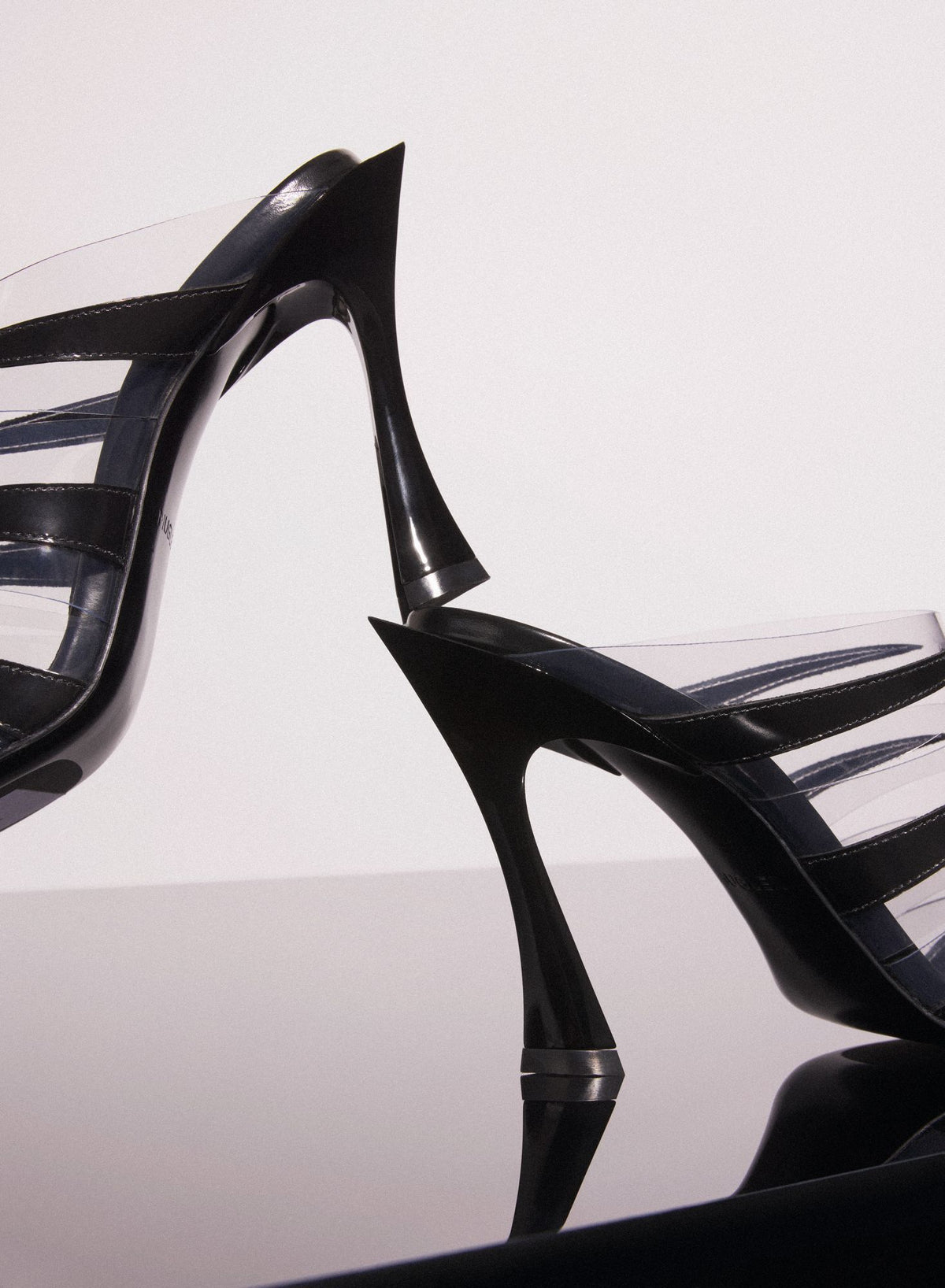 CHROME LEATHER FANG 95 SPIKE SANDALS