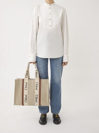 OK PORTE_White & Blue LARGE TOTE - White & Blue