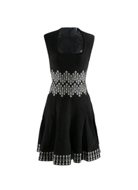 Robe courte à ceinture imprimée - Noir & Ivoire