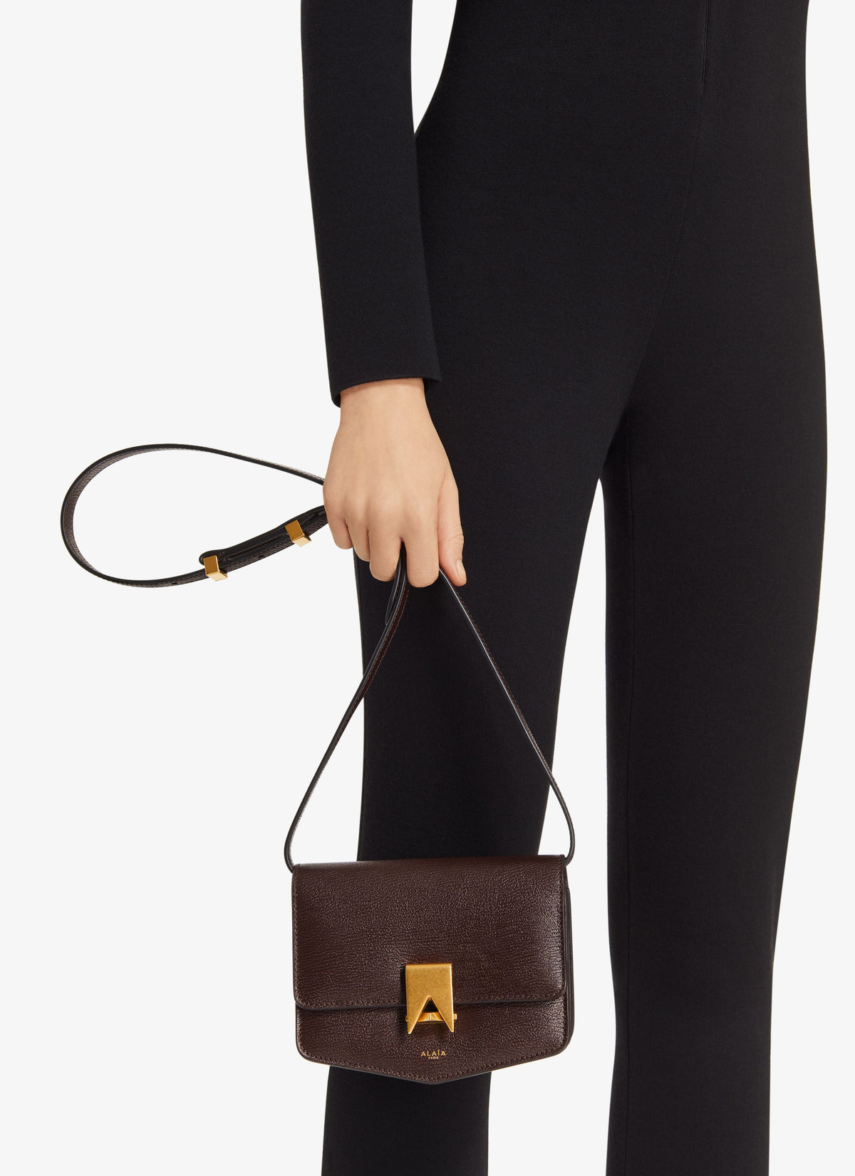 Le Papa Small Leather Bag - Dark brown