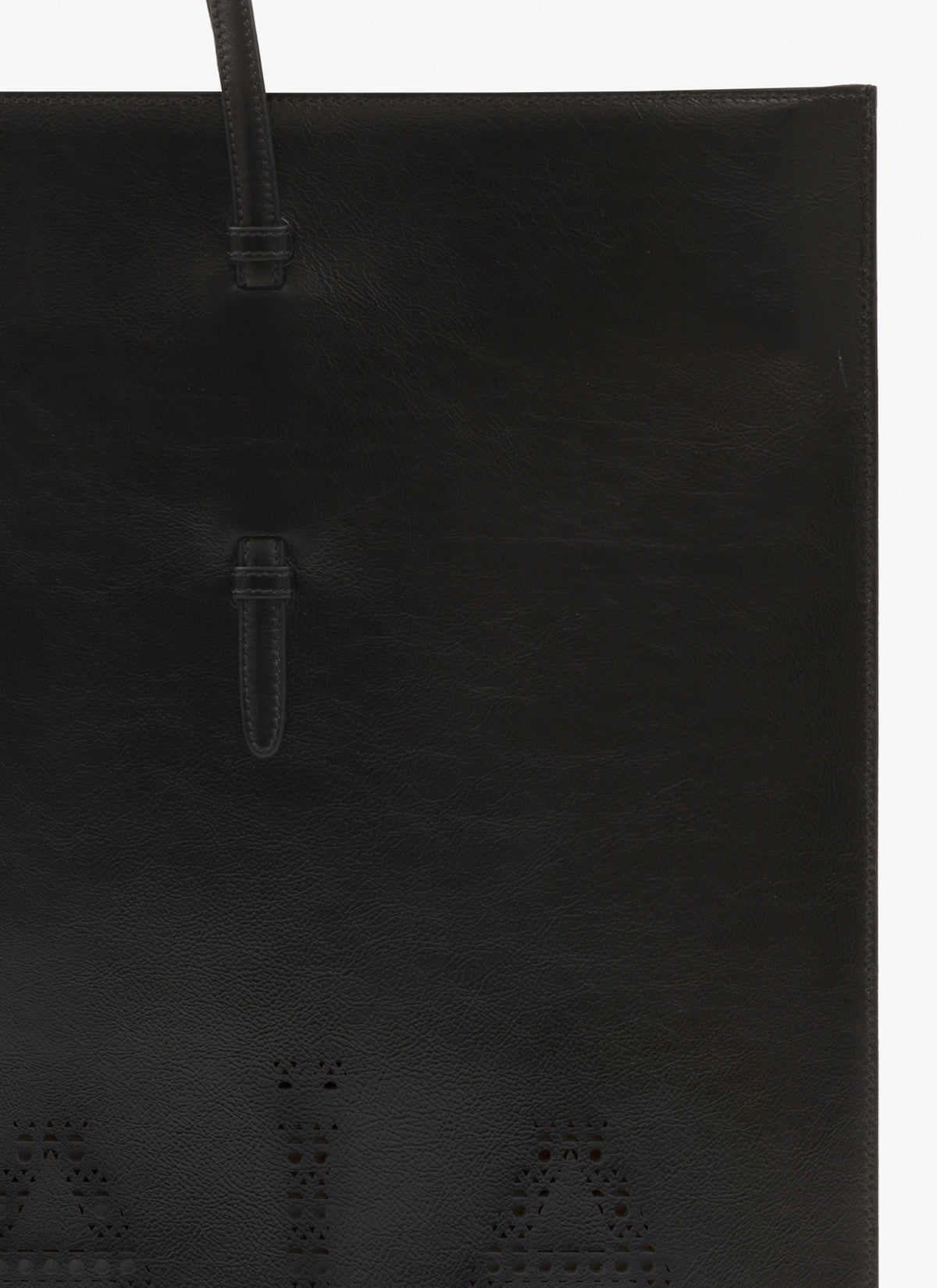 Large Leather Shopping Bag Mina - Black