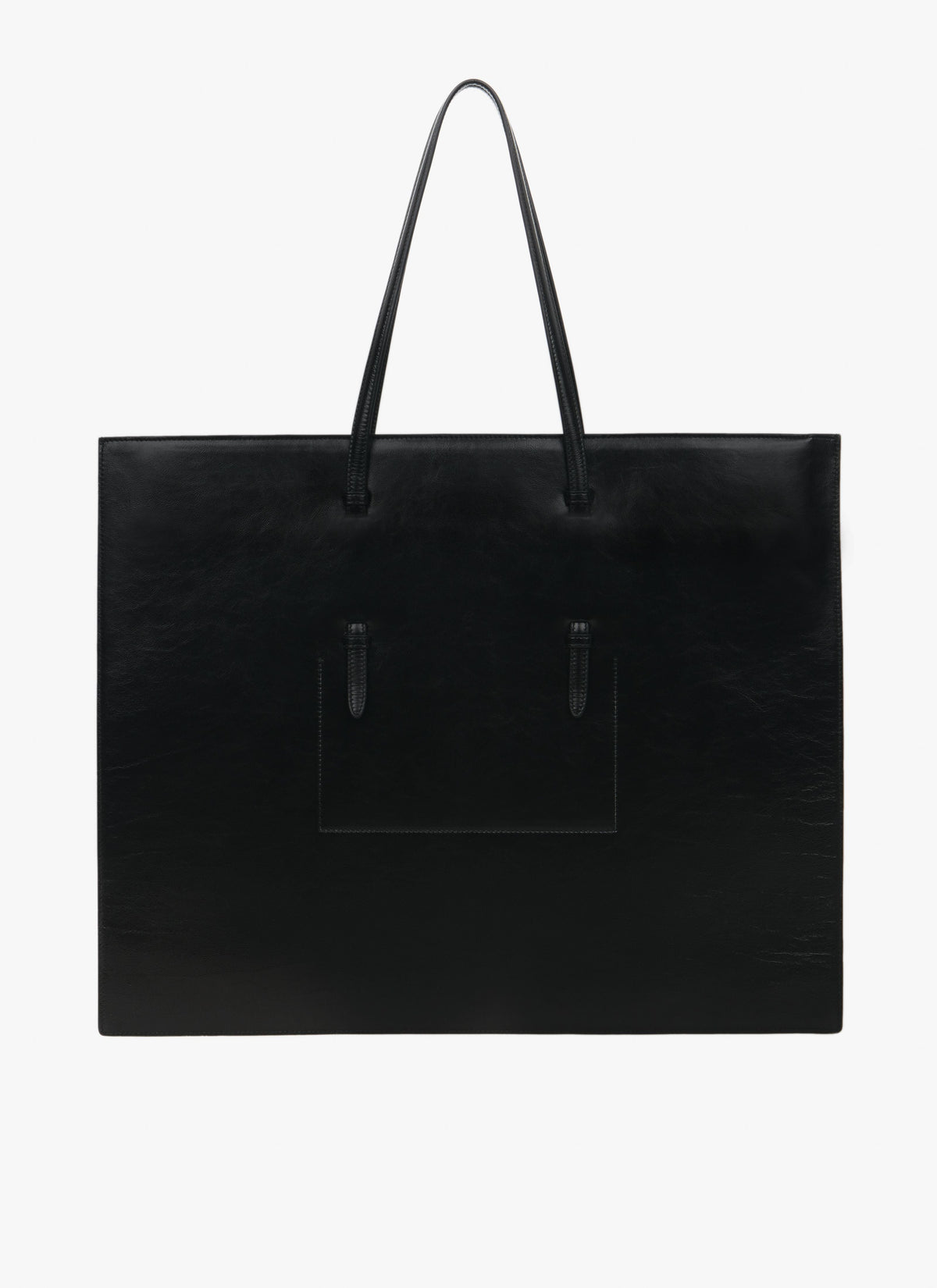 Large Leather Shopping Bag Mina - Black