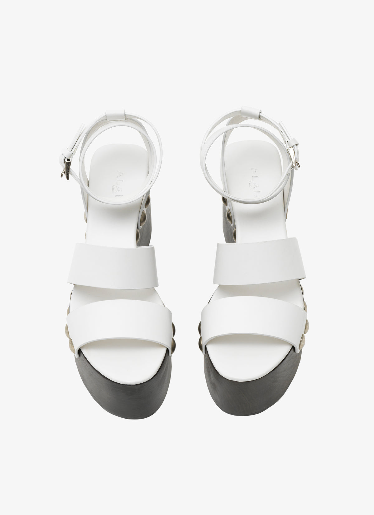 90 wedge sandals with studded heels in leather - Off White