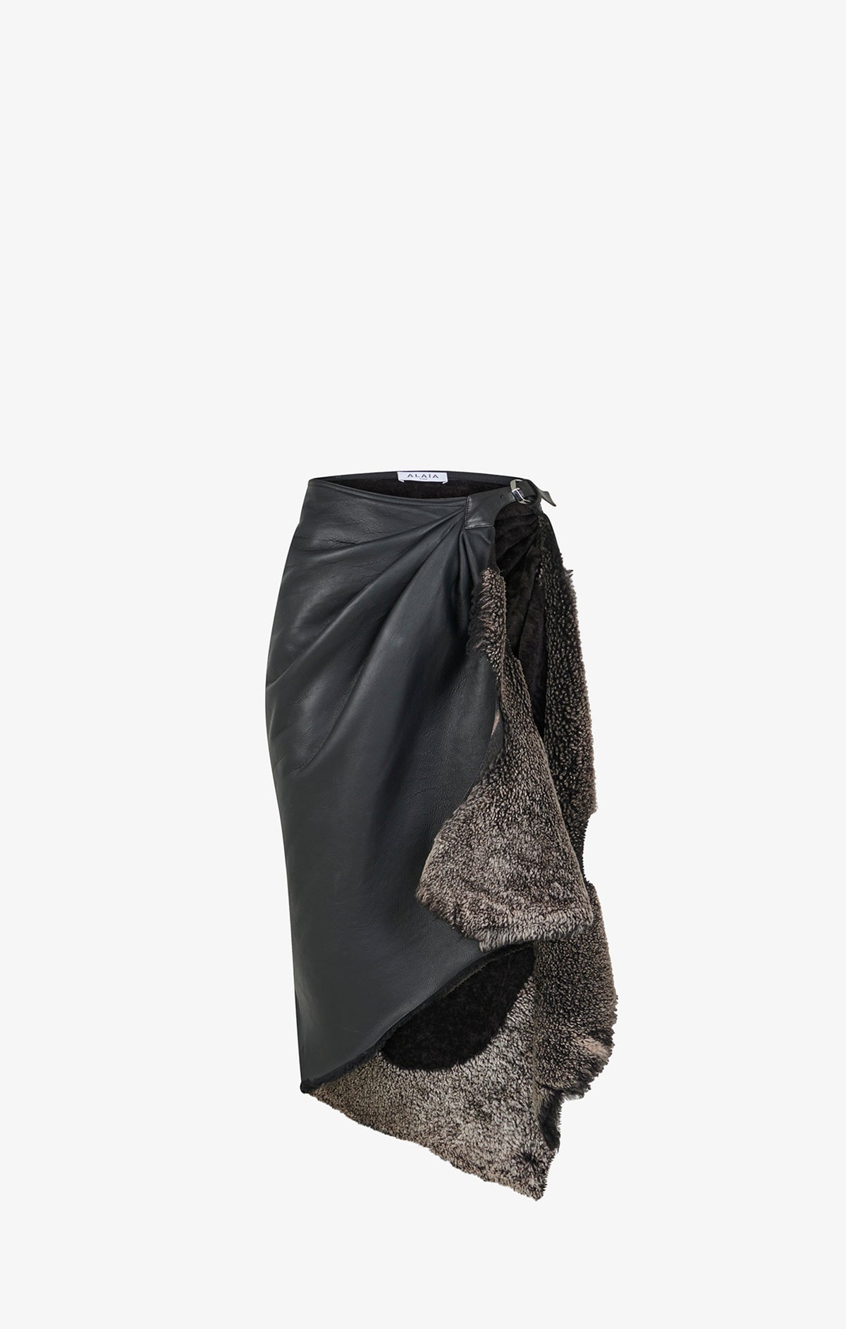Jupe asymétrique en cuir - Givre Noir