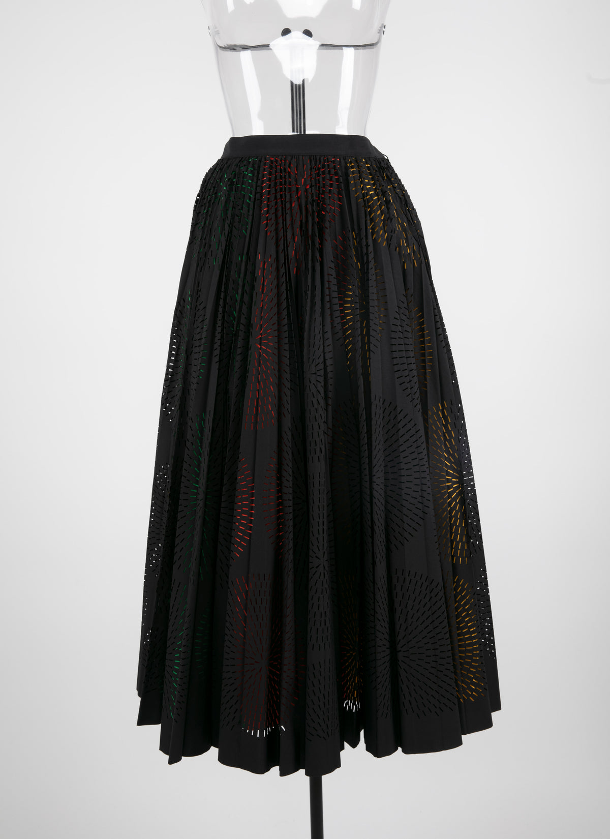 Multicoloured openwork long skirt - Black intense