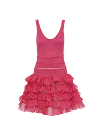 Frill Skater Dress - Fuchsia