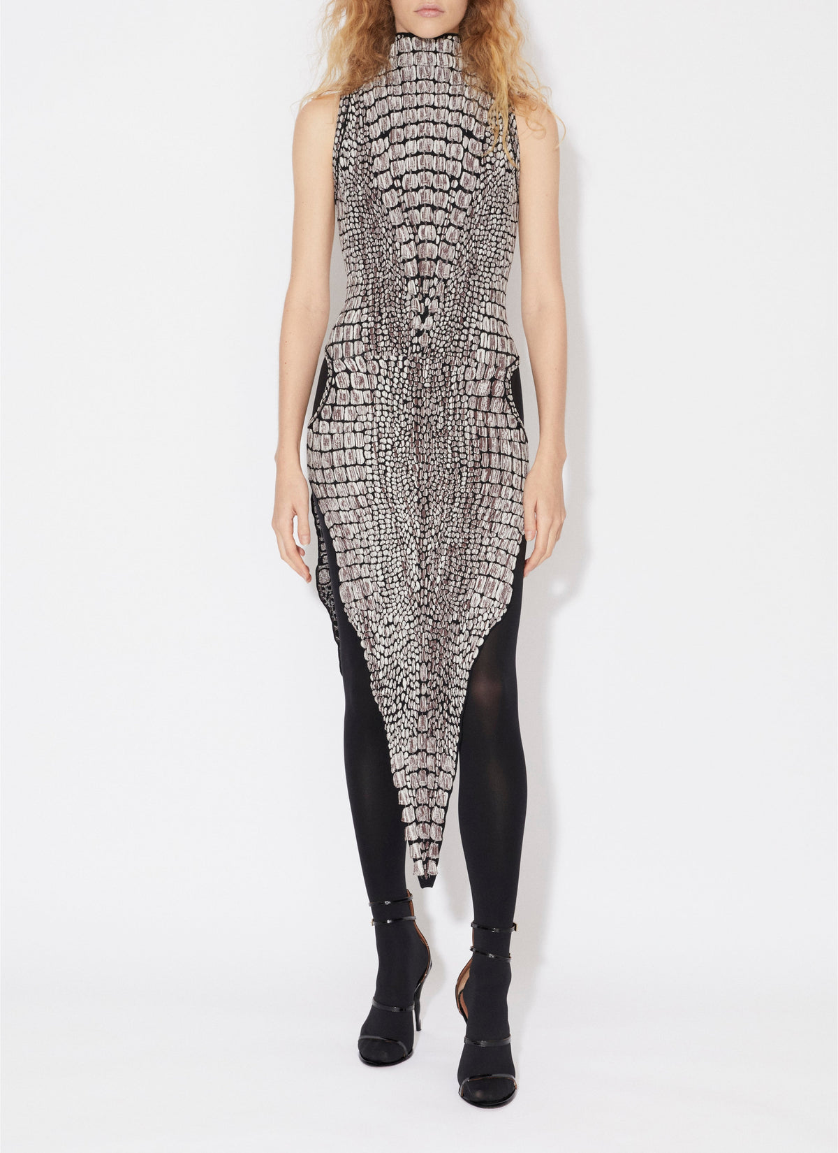 Crocodile jacquard dress - Black & Brown