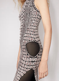 Crocodile jacquard dress - Black & Brown