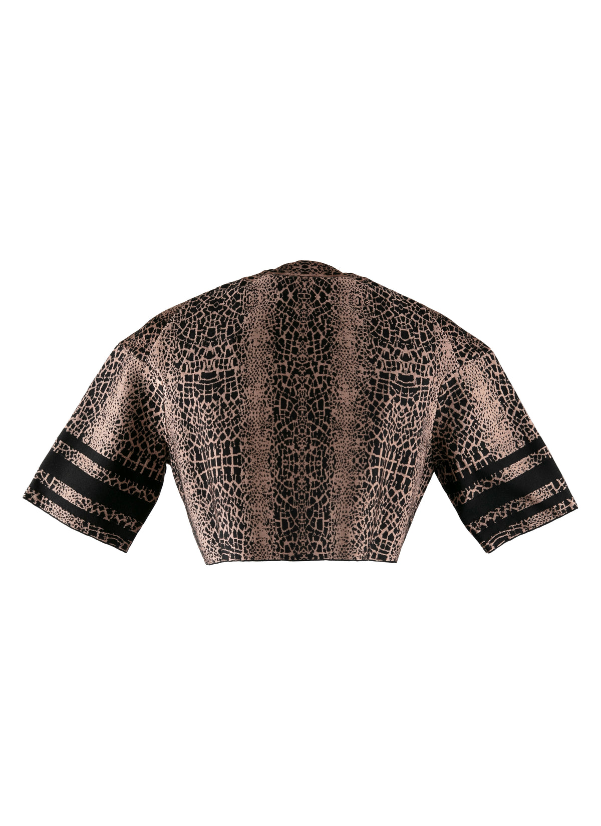Pull court en maille jacquard animalier - Noir & Chair