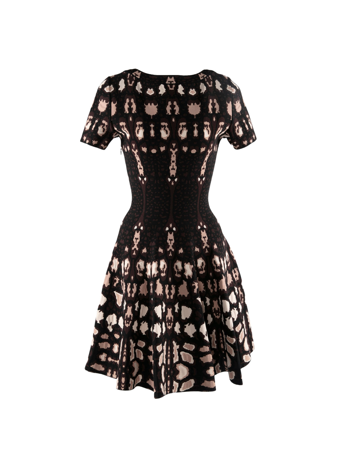 Robe courte évasée à motif - Marron