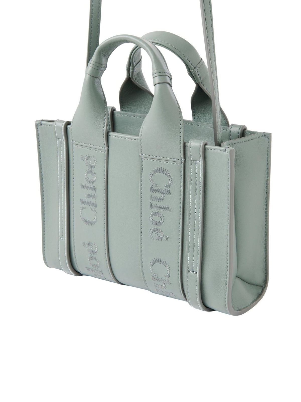 NO PORTE_Mini cabas Woody à bandoulière en cuir - Bay Green