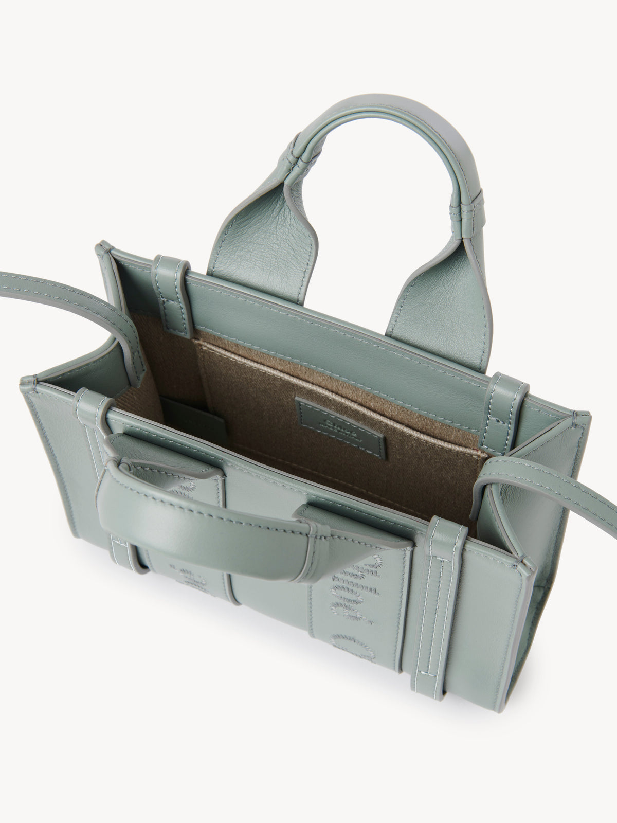 NO PORTE_Mini cabas Woody à bandoulière en cuir - Bay Green