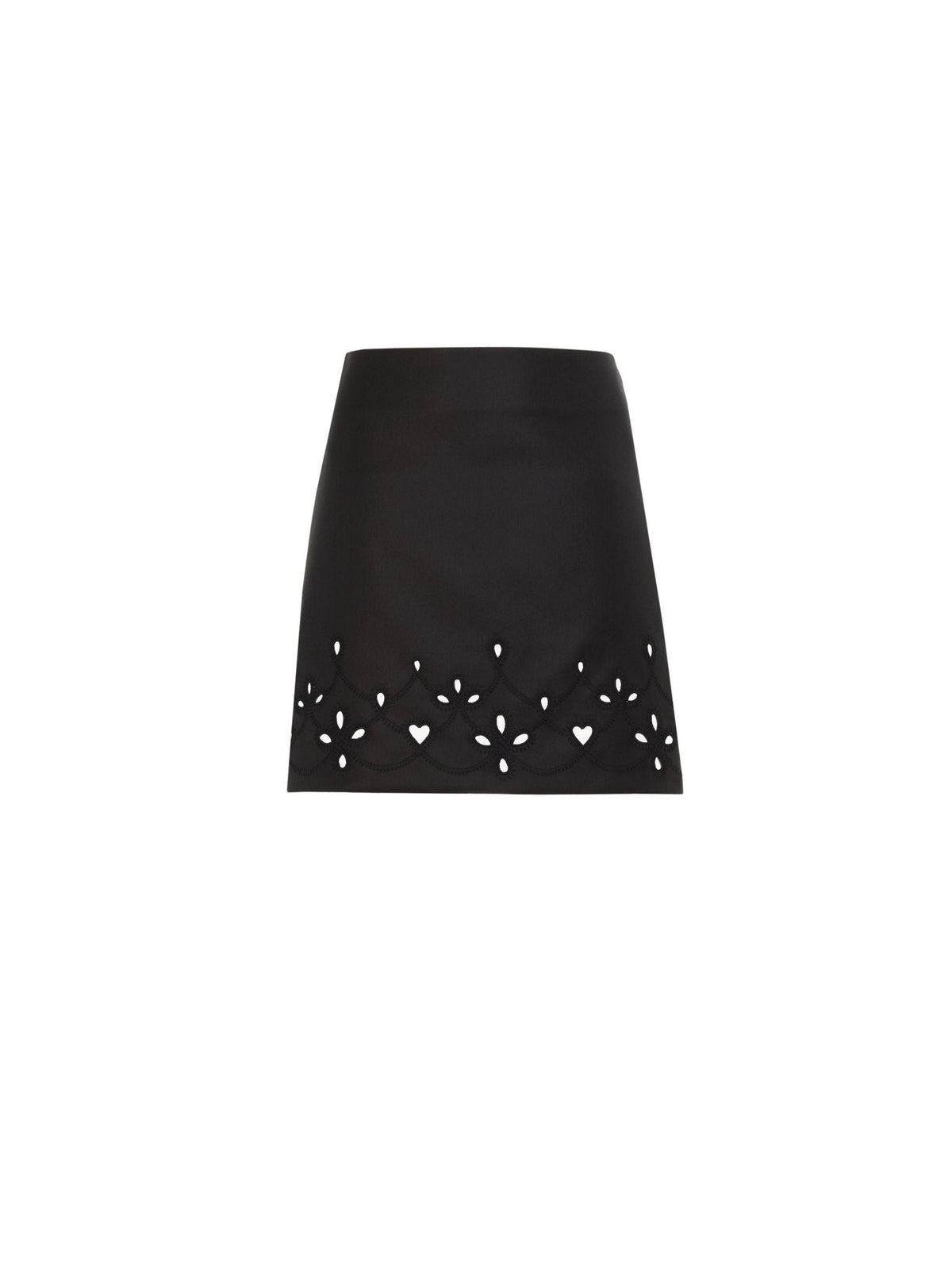 OK PORTE_Jupe courte ajourée en laine - Black