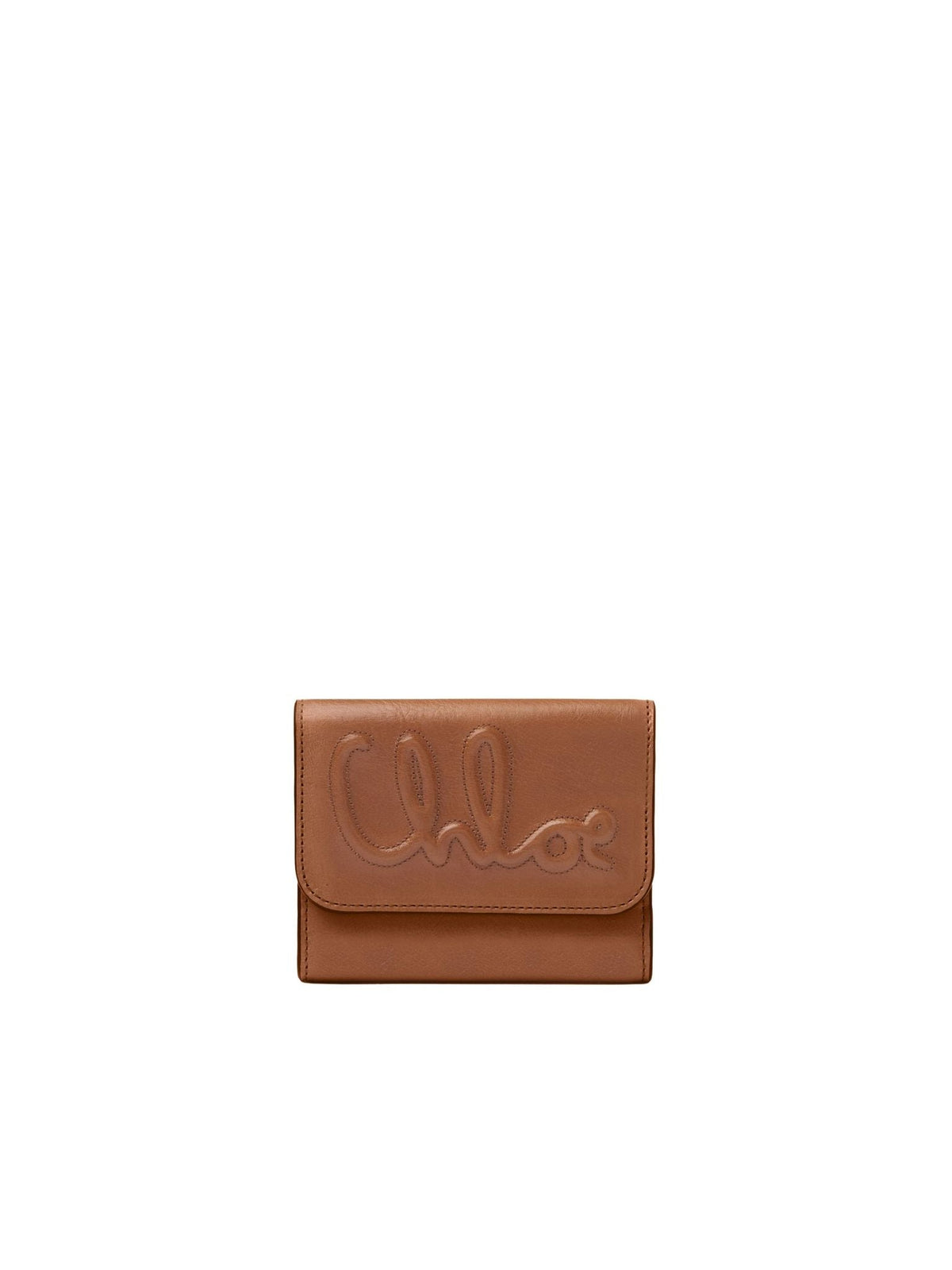 NO PORTE_Petit portefeuille compacte C Chloé en cuir - Clay Brown