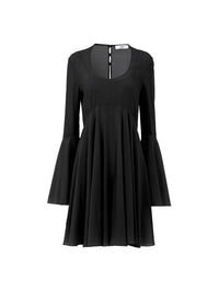 OK PORTE_Robe courte évasée en soie - Black