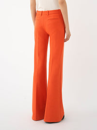 OK PORTE_Pantalon évasé taille basse en laine - Brick Orange