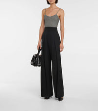 Sleeveless cashmere bodysuit with straps - China Grey