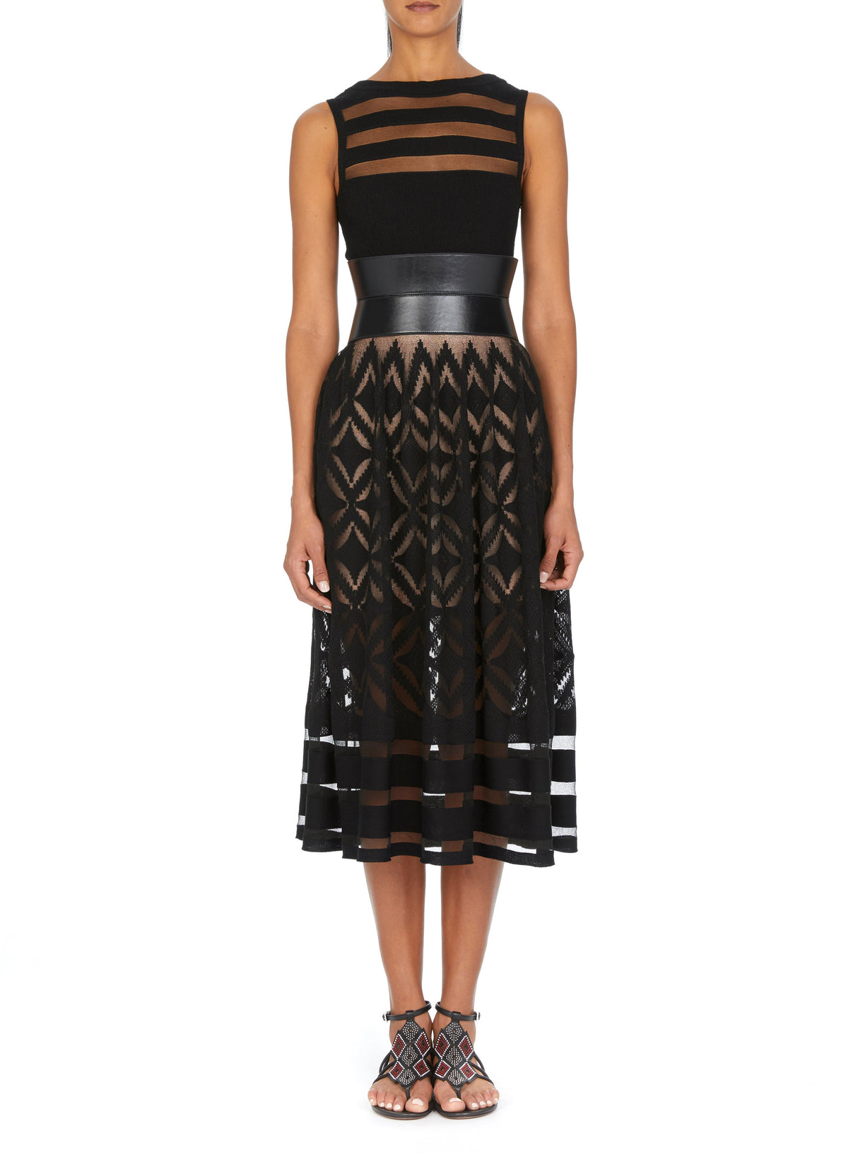 Robe longue sans manches Natte - Noir