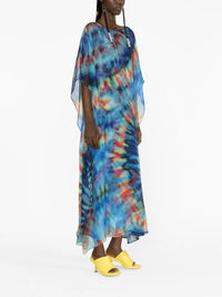 OK PORTE_Robe ample en soie - Multicolor Blue