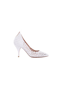 90 perforated pointed-toe court shoes in leather - Off White
