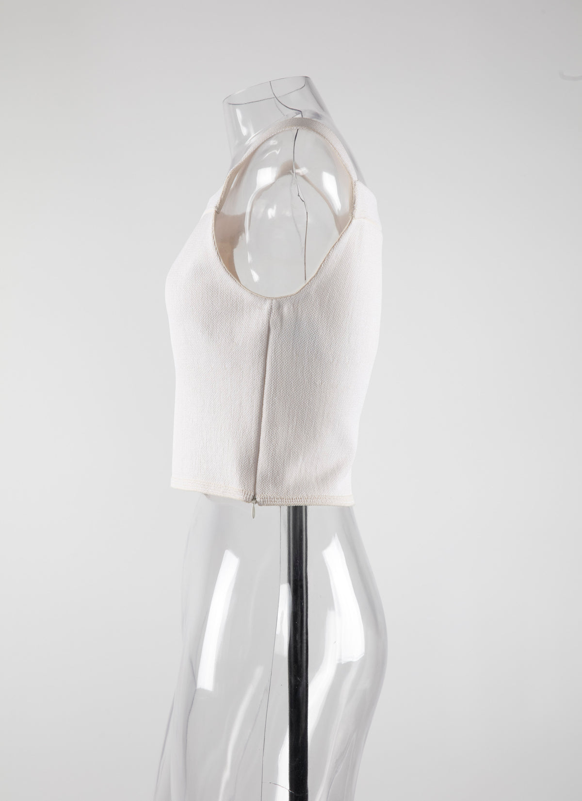 Top sans manches en rafia - Blanc Nacre