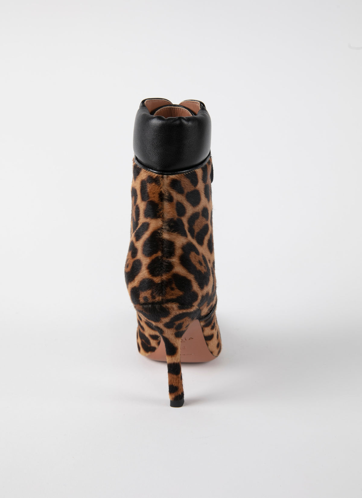 Cheetah print lace-up boots in leather - Sepia