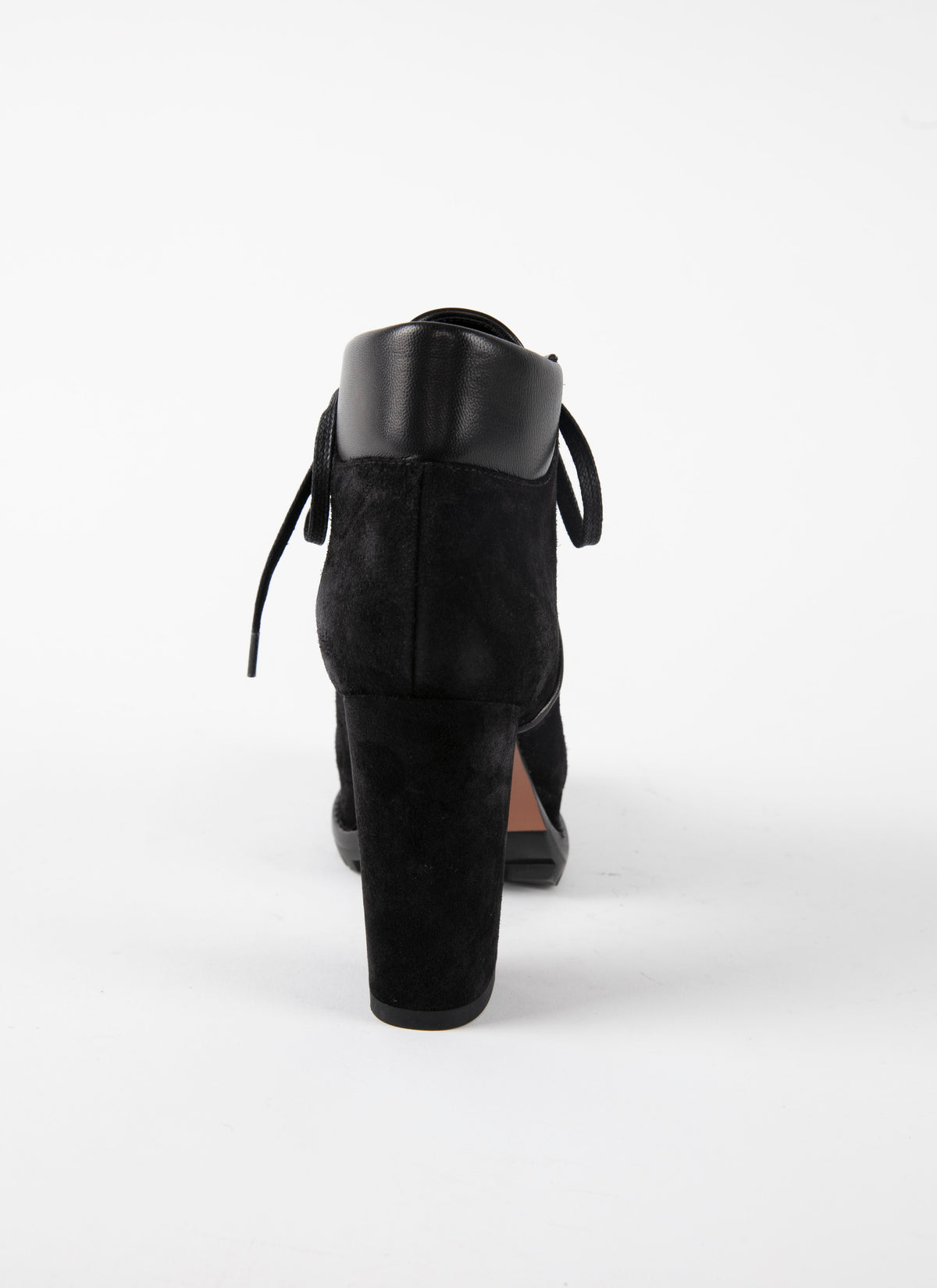 Wide-heeled boots in velvet - Black
