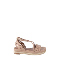 Flat openwork espadrilles in leather - Nude